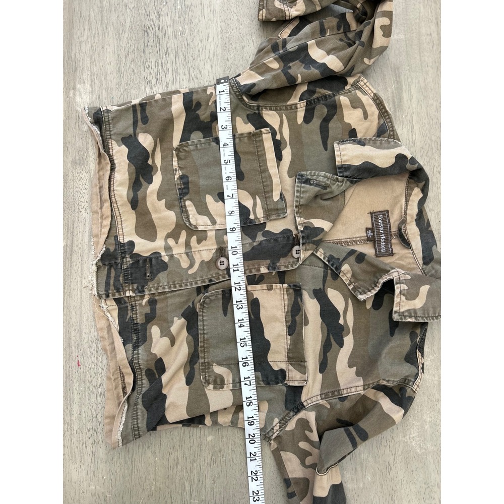Forever Audrey Camo Cropped Jacket Utility Streetwear Y2K Cotton Green Tan M - Picture 4 of 7